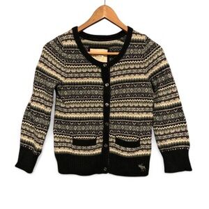 Vtg Y2K Abercrombie and Fitch Navy Knit Cottage Core Sweater Cardigan Size Small
